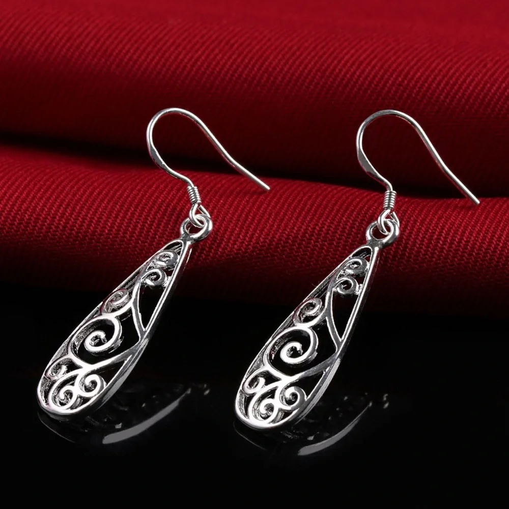 Any 2/$20! Silver Openwork Teardrop Boho Earrings - Picture 4 of 10